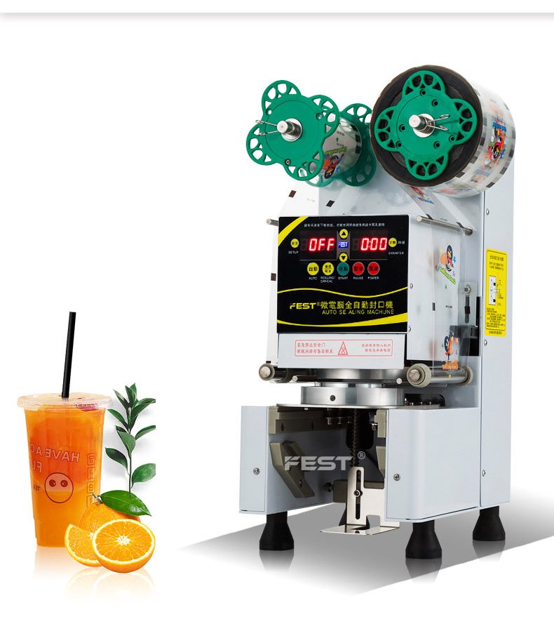 FEST caliber customized automatic cup sealing machine pink plastic film  roll bubble wrap machine cup sealing machine bubble tea equipment